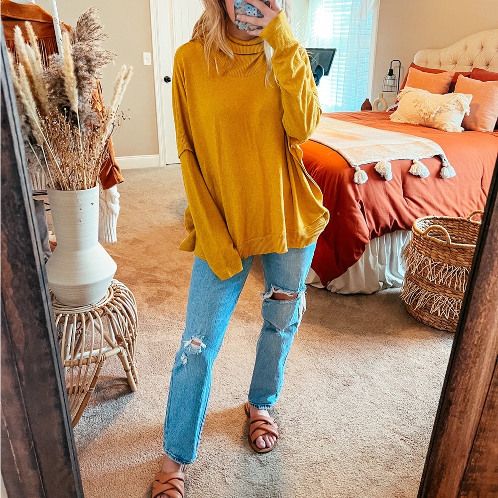 Anthropologie mustard yellow sweater